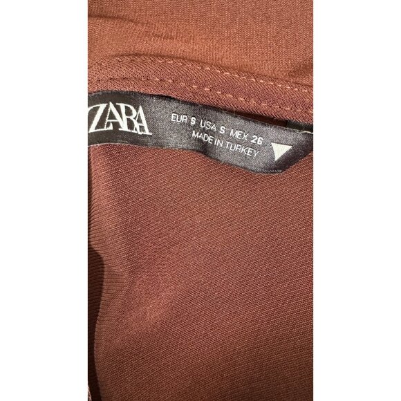 Zara Brown Small Long Sleeve Collared Bodysuit Snap Closure - Picture 2 of 14